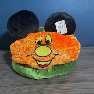 NWT Disneyland Halloween‎ Mickey Pumpkin Hat Plush Ears Disney Parks Exclusive